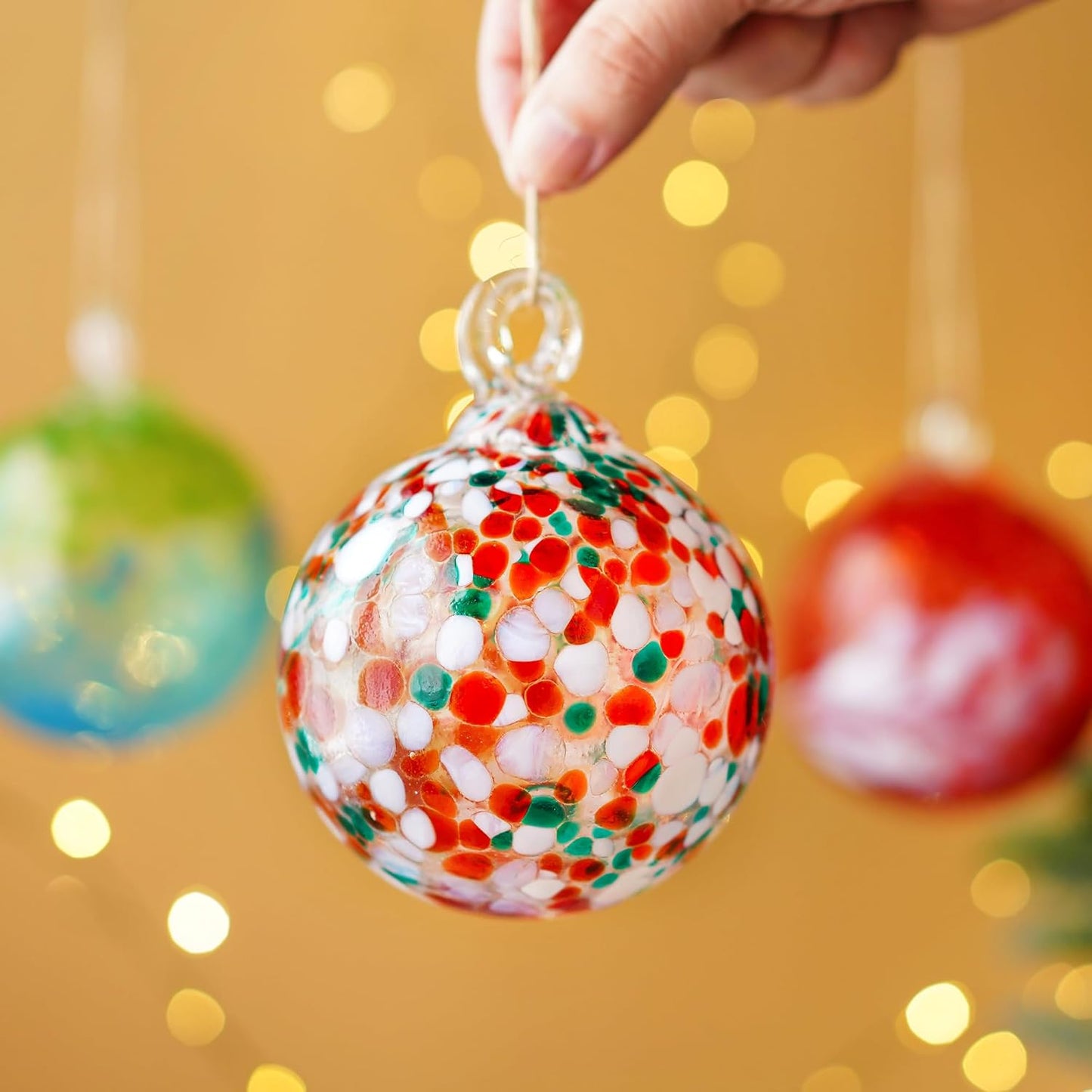 4" Blown Glass Gazing Ball Hanging Friendship Balls for Garden Patio Window Decoration Unique for Mom Wife