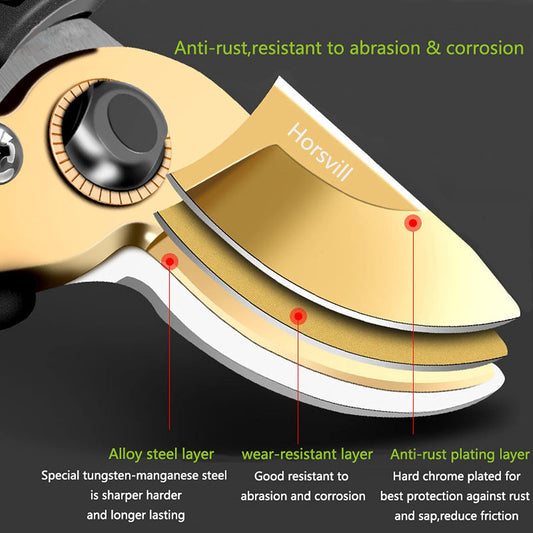 Garden Shears, Japanese labor-saving Garden Scissors, Pruning Shears and Garden Secateurs for Woman and arthritis weak, Professional Branch scissors(Red-grey)