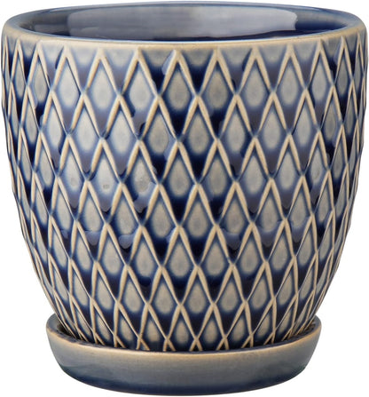 Oairse 4 inches Ceramic Planter Pots 3 Set of Small Round Flower Pots with Drainage Hole and Ceramic Tray for Succulents Cactus Indoor Outdoor Garden Home Windowsill