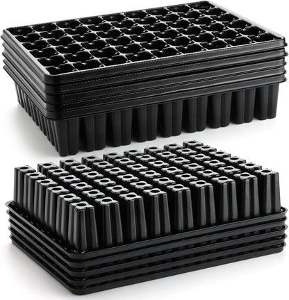 54 Cell Seed Starter Trays, 2.8" Deep Plug Flat Tray,10 Pieces Big Holes Germination Tray, Thick Durable Seedling Plastic Nursery Reusable Trays (11.14inch ×14.6 inch, 10-Pack)