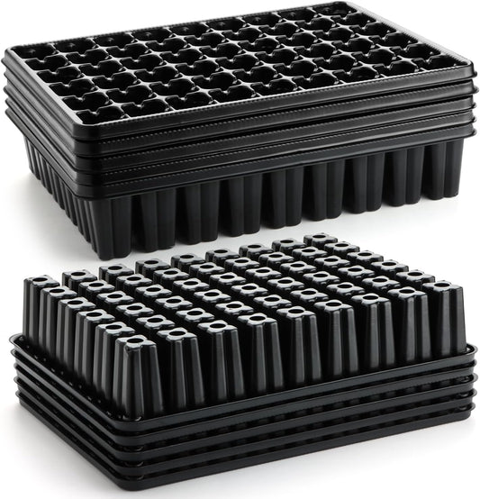 54 Cell Seed Starter Trays, 2.8" Deep Plug Flat Tray,10 Pieces Big Holes Germination Tray, Thick Durable Seedling Plastic Nursery Reusable Trays (11.14inch ×14.6 inch, 10-Pack)