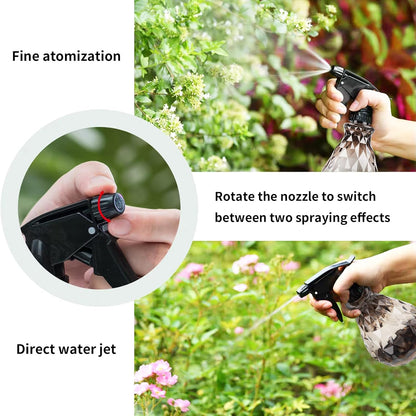 2 Pcs Spray Bottles, 500 ml/17 oz Empty Water Spray Bottles, Plastic Reusable Adjustable Mist Sprayer Squirt Bottles Containers Refillable for Cleaning Solutions, Gardening, Plants (Grey)