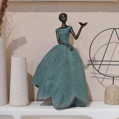 Guichifun Fairy Statue Collection Home Decoration - Leaf Angel Girls with Dragonfly Resin Home Decor for Outside or Inside Rustic Garden Outdoor Yard Decorations Figurines Gift 7.4 x 5.25 x 12 Inch