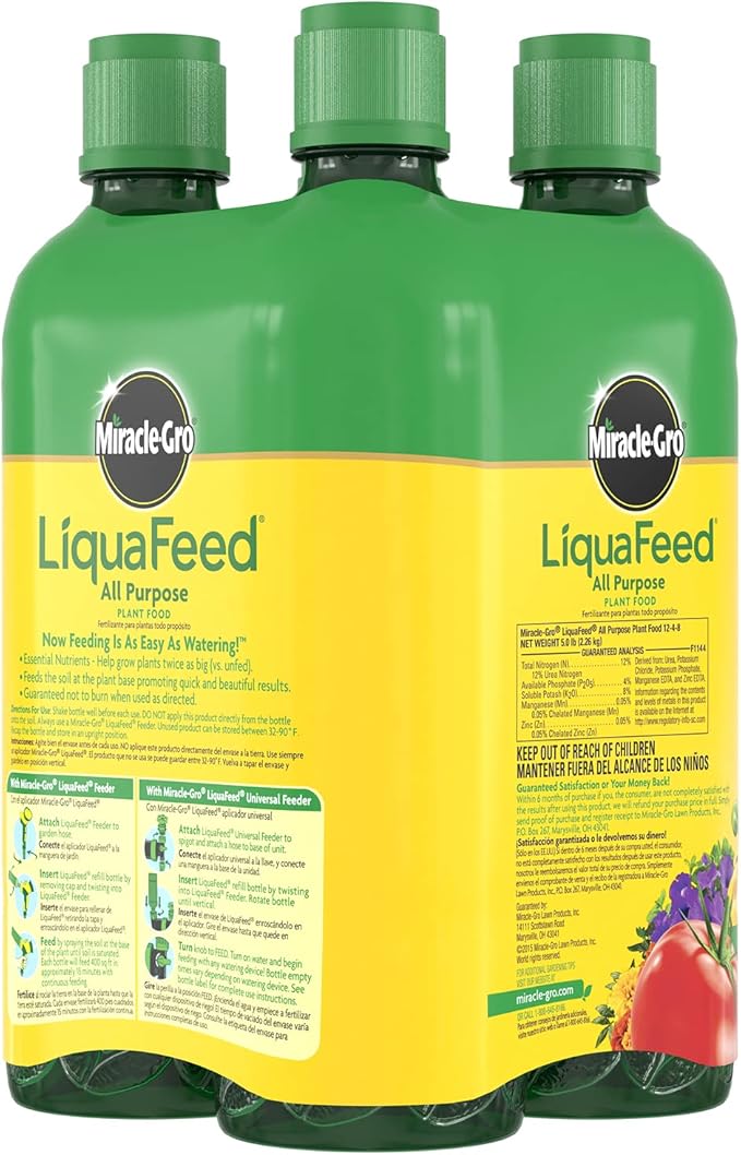 Miracle-Gro LiquaFeed All Purpose Plant Food Refills, Plant Fertilizer, 16 fl. oz., 4 Bottles/Pack (6-Pack)