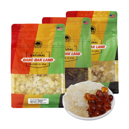 DABC OAK LAND Wild Peach Gum, Snow Swallow, Snow Lotus Seed (Saponified Rice) Beauty, Detox and Dampness Set, 100% Natural Boosting for Skin & Health, Food Additives Free 1LB each bag, total 3LB