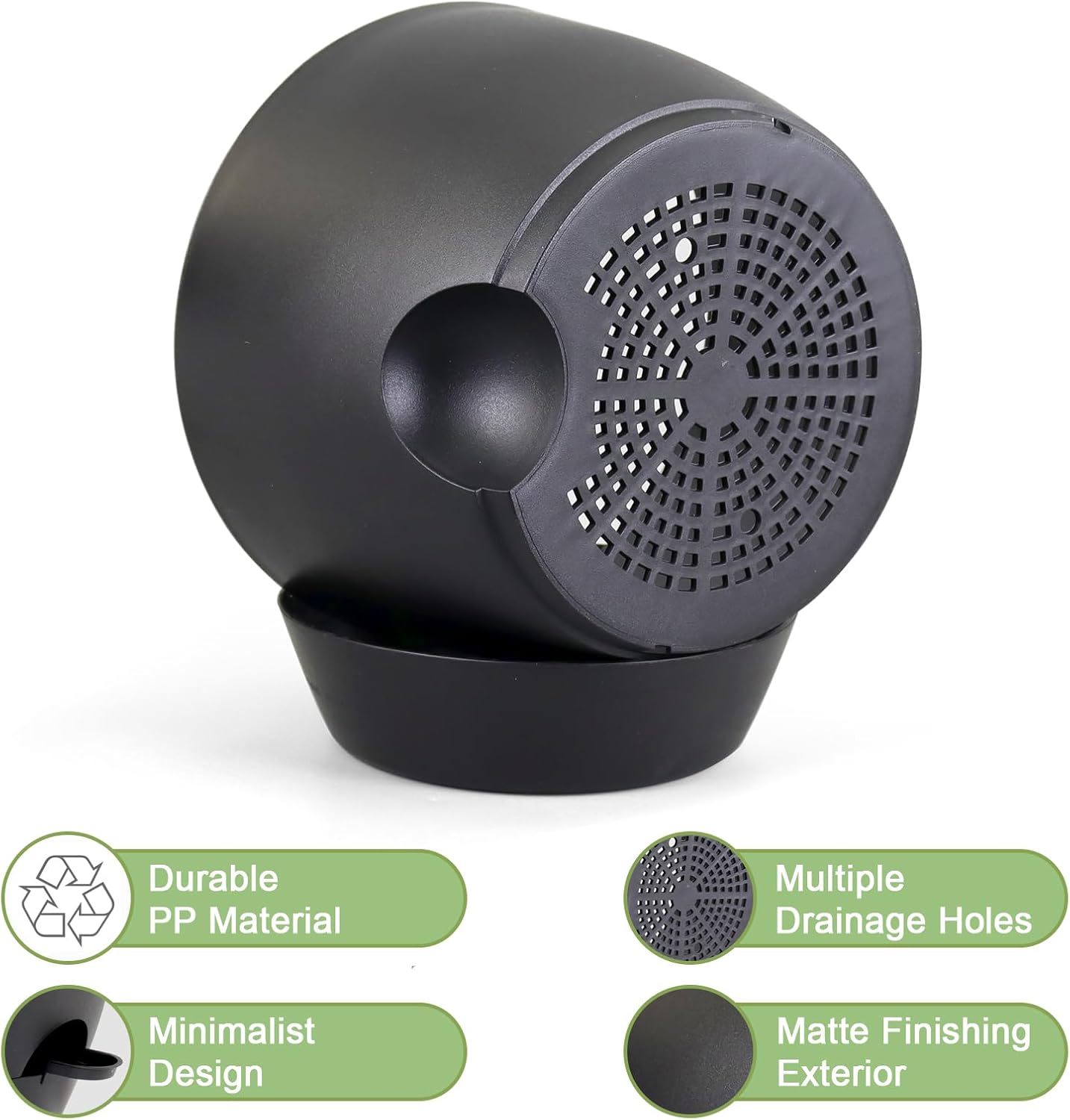 10/9/8 inch Medium Self Watering Pots, Plant Pots with Mesh Drainage Holes for Indoor Outdoor Garden Plants, Flower Pots with Removable Deep Reservoir, Set of 3 Plastic Planters, Black