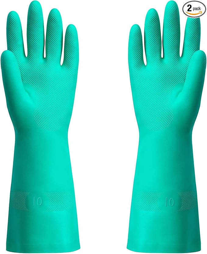 ThxToms Chemical Resistant Nitrile Gloves,Resist Household Acid, Alkali, Solvent and Oil, Latex Rubber Free, 1 Pair Extra Large