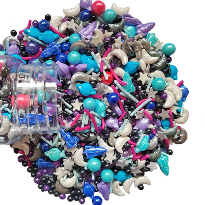 Homankit Space Theme Sprinkles Planet Moon Rocket Stars Sugar Sprinkle Baking Cake Cupcake Ice Cream Donut Decoration 3.35 Ounces