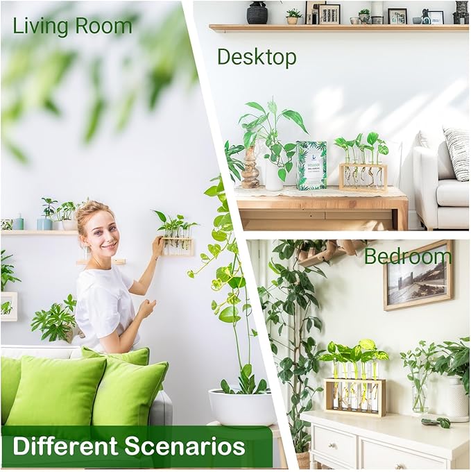 Propagation Station, Plants Terrarium, Plants Lover Gifts for Women,Plant Cutting Holder Home décor,Gifts for Women,House Warming New Home-5 Tubes-Beige