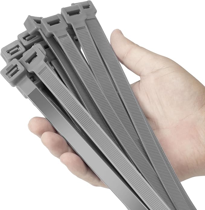 24 inch Silver Zip Ties Heavy Duty 50 PACK, 250 LBS Ultra Exclusive Strong Plastic Wire Ties, Large Cable Ties Extra Long Tie Wraps, Indoor and Outdoor UV Resistant