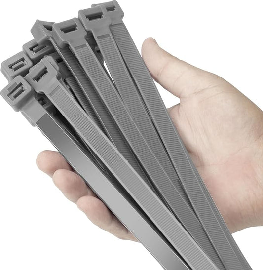 24 inch Silver Zip Ties Heavy Duty 50 PACK, 250 LBS Ultra Exclusive Strong Plastic Wire Ties, Large Cable Ties Extra Long Tie Wraps, Indoor and Outdoor UV Resistant
