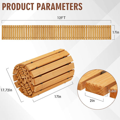 12FT Wooden Garden Pathway,Outdoor Roll Out Decorative Straight Walkway,Weather-Resistant Patio Path,Non-Slip Pavers Boardwalk for Garden, Backyard, Beach, Wedding Party Pathways