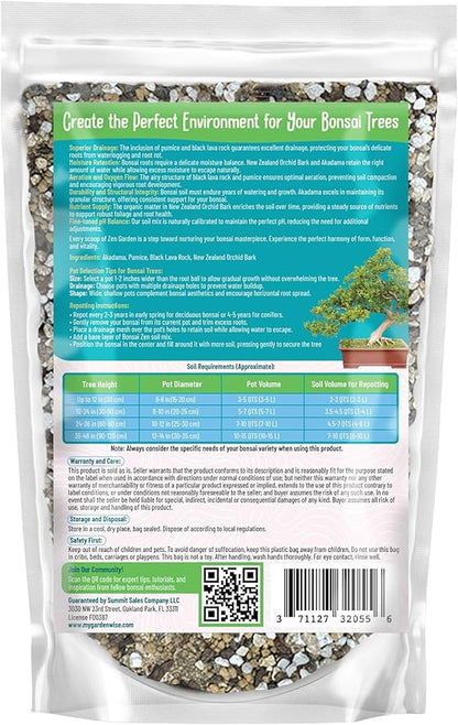 Zen Garden Bonsai Soil Mix – Fast-Draining & Organic for Junipers, Pines, and Drought-Tolerant Bonsai Trees – Handcrafted in The USA with Japanese Akadama & Pumice (1 Quart)