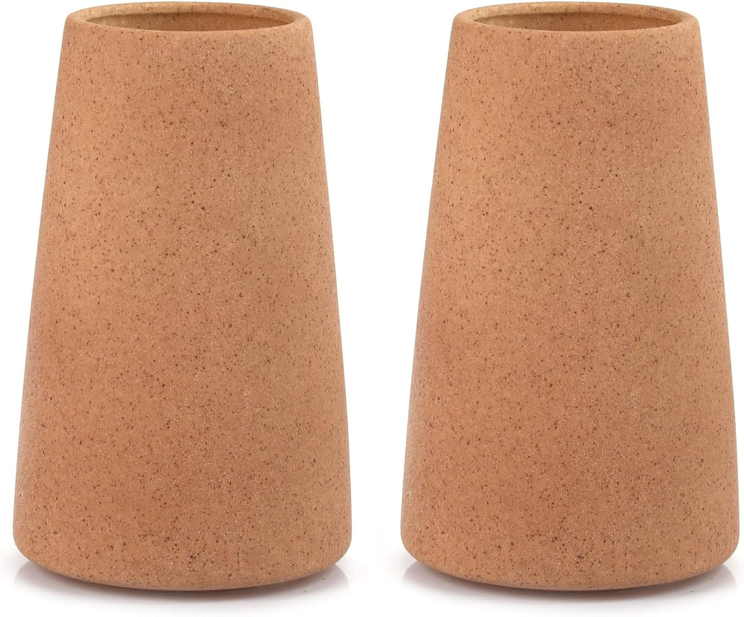 Simple Vase for Flowers Plants, Matte Vases for Modern Table Shelf Home Decor Wedding Boho Decor, 6" H Frosted Elegant Ceramic Vase for Pampas Grass Fluffy Stem Bouquet Lavender Flowers (Brown, 2)