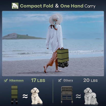 150L Collapsible Wagons Carts Foldable, 360LBS Heavy Duty Folding Beach Cart with Big All-Terrain Wheels, Portable Utility Wagon for Grocery, Shopping, Garden, Sports, Green