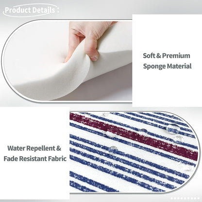 Indoor/Outdoor Chair Cushions 16x17 Inch, Patio Chair Cushions with Ties, All Weather Seat Cushions for Patio Furniture Home Garden Chair Use, Set of 4, Stripe Denim Blue