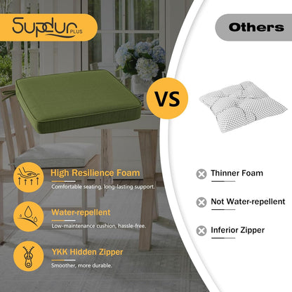 Outdoor Square Corner Seat Cushion, 19"x19"x3", Set of 4, Non Slip Seat Cushion Pads with Removable Cover for Patio Furniture, Garden Yard Lawn, Deep Forest Green