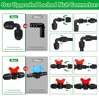 Upgraded Drip Irrigation System, 233FT Automatic Irrigation System, Watering Misting System for Greenhouse/Garden/Yard/Lawn, Micro Drip Irrigation Kit with 1/4 inch 1/2 inch Irrigation Tubing