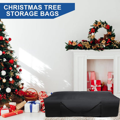 Silkfly 1 Pcs Patio Cushion Storage Bags 68" L x 30" W x 20" H Outdoor Cushion Storage Bag Extra Large Zippered Furniture Pillow Protective Storage Bag Black 420D Oxford Fabric Christmas Tree Storage