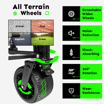 3-in-1 Large Collapsible Folding Wagon, BENEHIKE Foldable Beach Wagon with Rotated Wheels, 500lbs/225L Outdoor Utility Wagon Convert to Bench for Sand, Groceries, Camping, Sports, Shopping (Green)