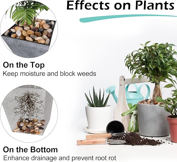 GASPRO 8lb Natural River Rocks, Decorative Rocks for Planters, Pots Indoor, Landscaping in Garden, Vases, Aquarium, Polished River Stones, 1-1 3/4 Inch