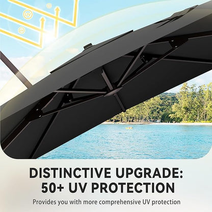 9' X 12' Cantilever Patio Umbrella 360°Rotation Rectangular Outdoor Large Offset Umbrellas Heavy Duty Windproof for Garden Deck Pool Backyard, Grey