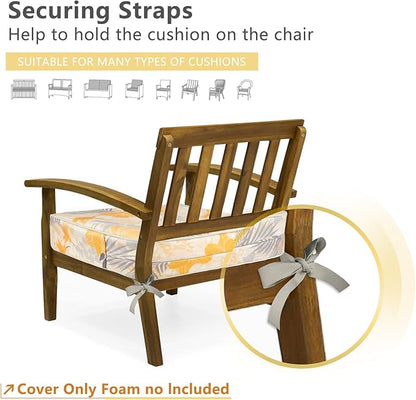 Porch Shield Outdoor Cushion Slipcovers Patio Chair Seat Cushion Covers Set 4 Waterproof Fade Resistant 20 x 18 x 4 inch, Summer Blossom