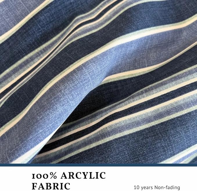 Acrylic Fabric 11FT Cantilever Umbrella with Base Large Curvy Outdoor Aluminum Offset Umbrella w/ 360° Rotation, UV Resistant Canopy for Patio, Garden, Backyard, Blue Stripes