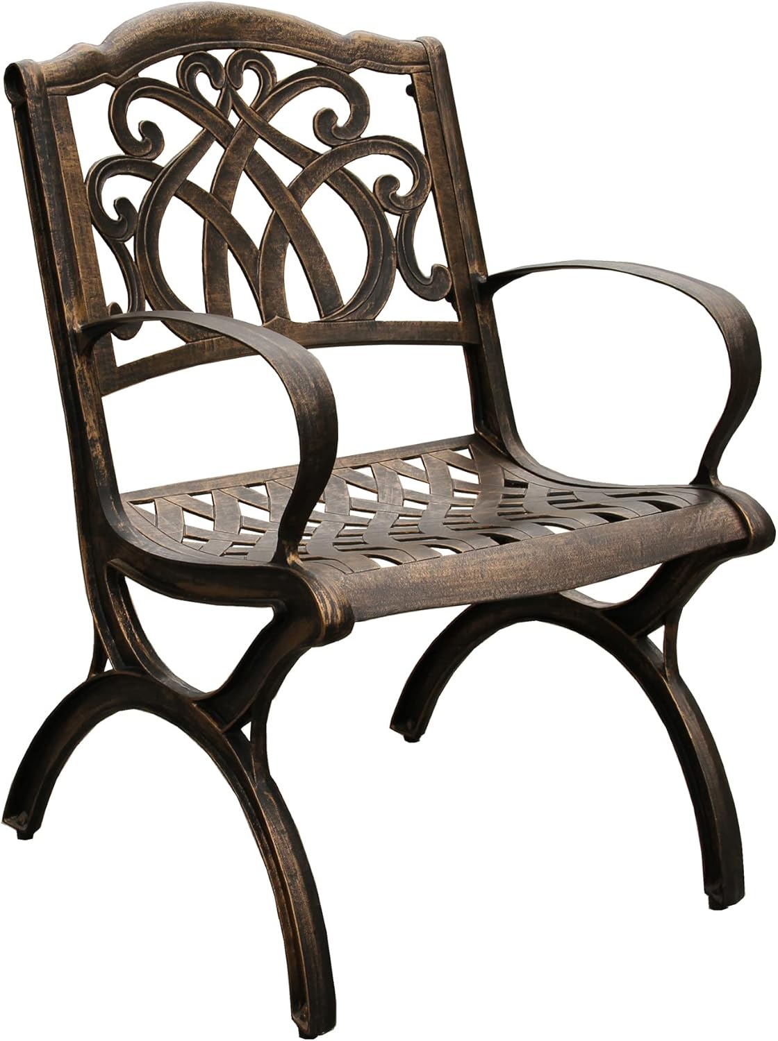 Oakland Living Ornate Traditional Outdoor Cast Aluminum Bronze Patio Dining Chair
