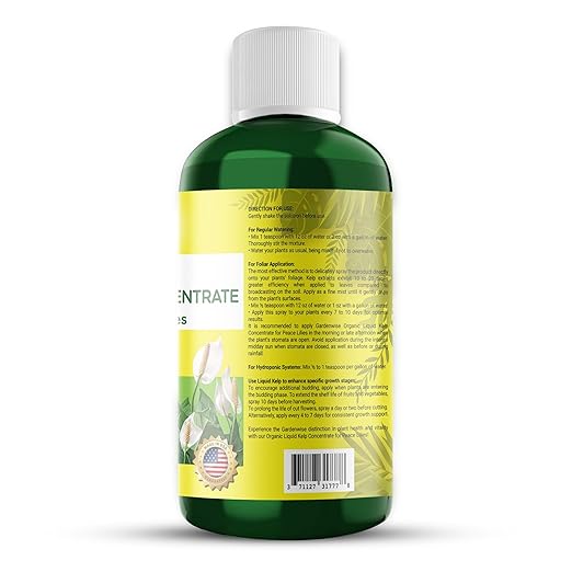 Organic Premium Kelp Seaweed Fertilizer for Peace Llily - Liquid Plant Food - Nutrient-Rich Soil Enhancer - Natural Plant Food for Spathiphyllum (32 OZ)