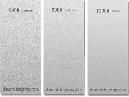 3 PCS Diamond Sharpening Stone Diamond Knife Sharpener Plate Honing Whetstone for Knives Chisel (240#+600#+1200#)