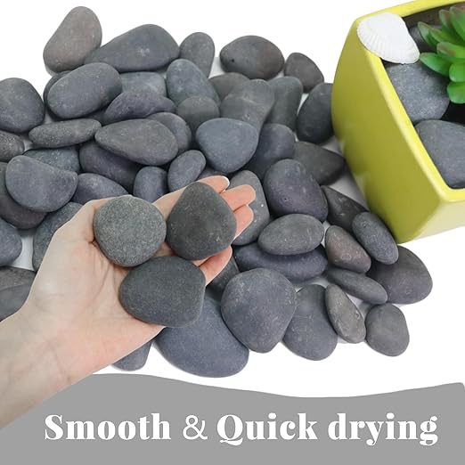 10LB Black Stones Pebbles River Rocks, Natural Beach Pebbles, 0.8-1.5" Decorative Rocks- Ideal for Garden Landscaping, Home Decor, Aquariums, Painting, Crafting and Gifts, Black Colors