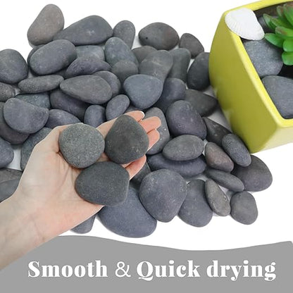 10LB Black Stones Pebbles River Rocks, Natural Beach Pebbles, 0.8-1.5" Decorative Rocks- Ideal for Garden Landscaping, Home Decor, Aquariums, Painting, Crafting and Gifts, Black Colors