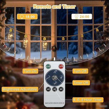 SoulBay LED String Lights with Remote, 19.7 FT Outdoor Waterproof USB Rechargeable Rope Lights, Timer Function for Patio, Camping, Indoor Yard, Christmas Decor