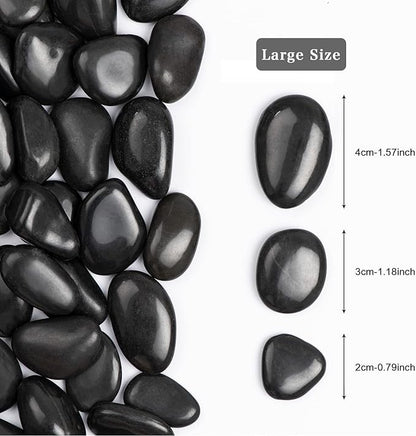 5lbs Natural River Rocks, High-Polished Pebbles for Plants Garden, 1-2 inch Decorative Black Stones, Ideal for Fish Tank, Vases, Crafting, Home Decor and Garden Landscaping Rocks,Black