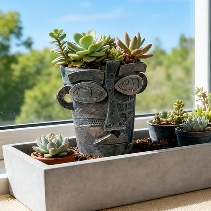 Large Flower Pots Colorful Face Planters Head Planter, Modern Abstract Funky Plant Pots Indoor&outdoor Garden Plant Ornament Show Pieces, Cute Eclectic Flower Planters Pots for Shelf Centerpieces