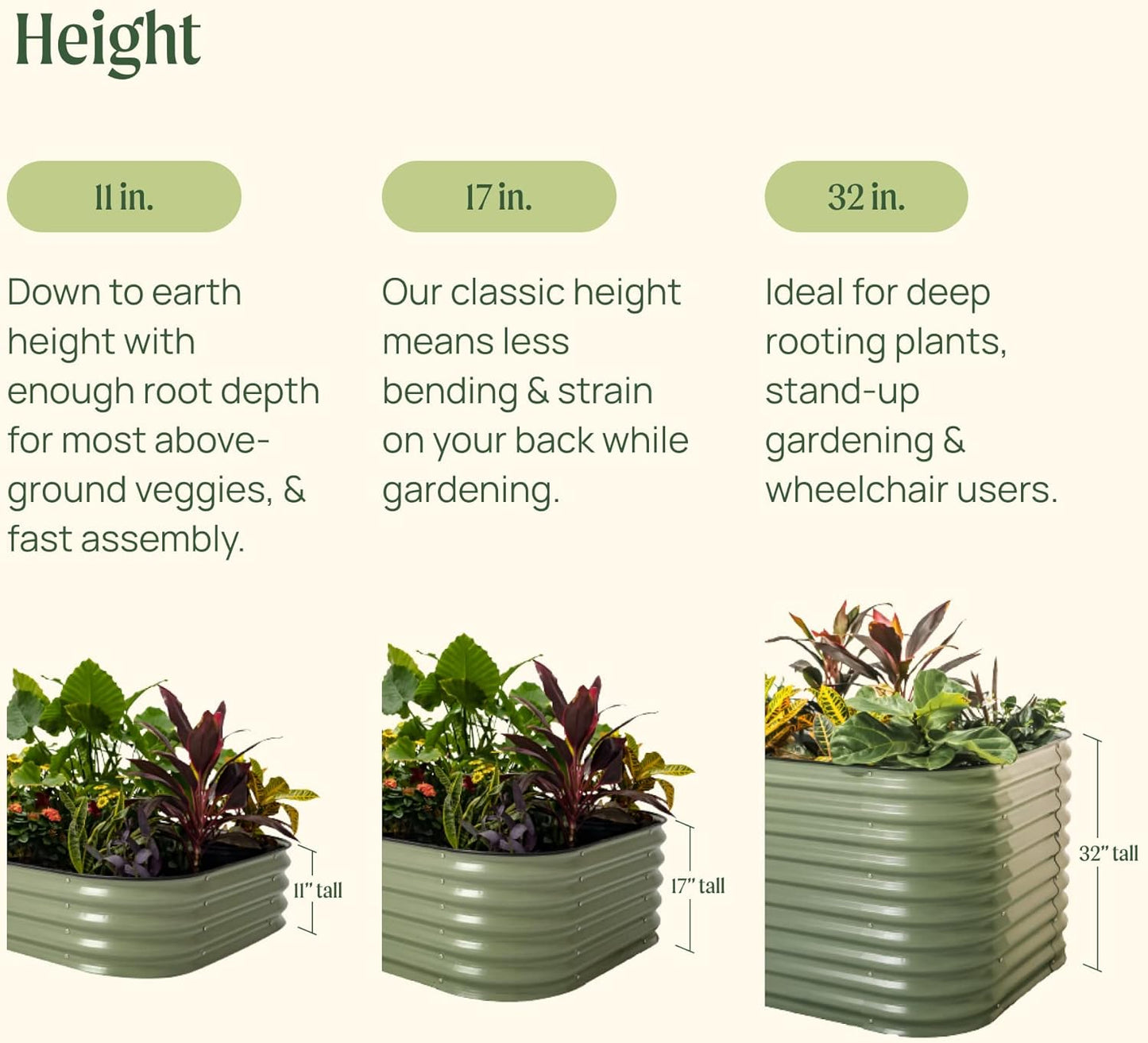 Vego garden 17" Tall 42" Round Raised Garden Bed Metal Raised Bed Planter Box for Vegetables Flowers Patio, Modern Gray