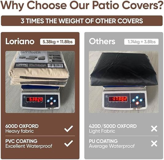 loriano Patio Furniture Cover Set, 4 Piece Outdoor Furniture Cover Waterproof, 600D Heavy Duty Lawn Patio Set Covers