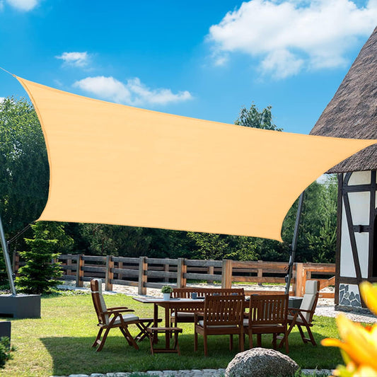 KANAGAWA Sun Shade Sail 7'x13' Sand Rectangle UV Block Canopy Awning Shelter Fabric Cloth Screen for Outdoor Patio Garden Backyard Activities