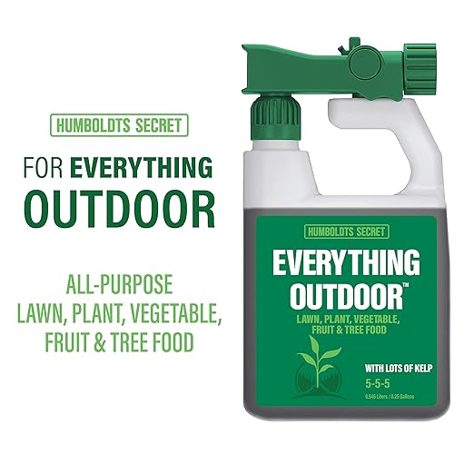 Humboldts Secret Everything Outdoor Plant Food | 5-5-5 Liquid Fertilizer with Norwegian Kelp | All Purpose Lawn, Vegetable & Fruit Food | Garden Nutrients | Refillable Hose End Bottle | 32 Ounce