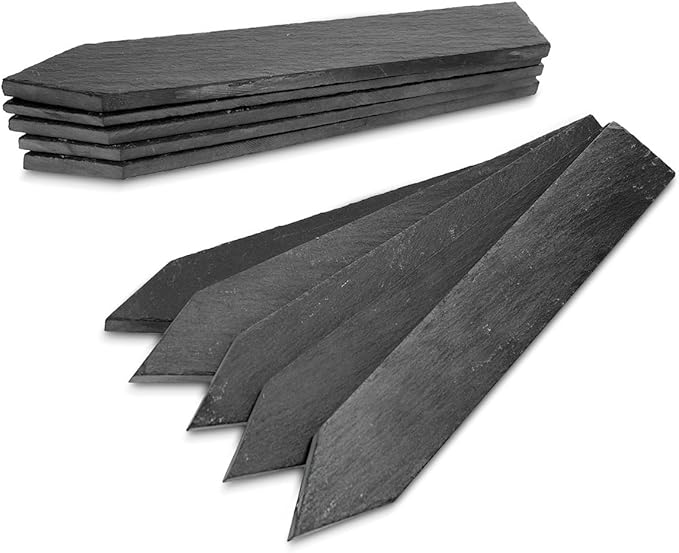 Navaris Slate Garden Labels - 10 Natural Slate Plant Labels for Outdoor Plants, Plant Name Sticks, Herb Labels for Garden - Greenhouse Accessories