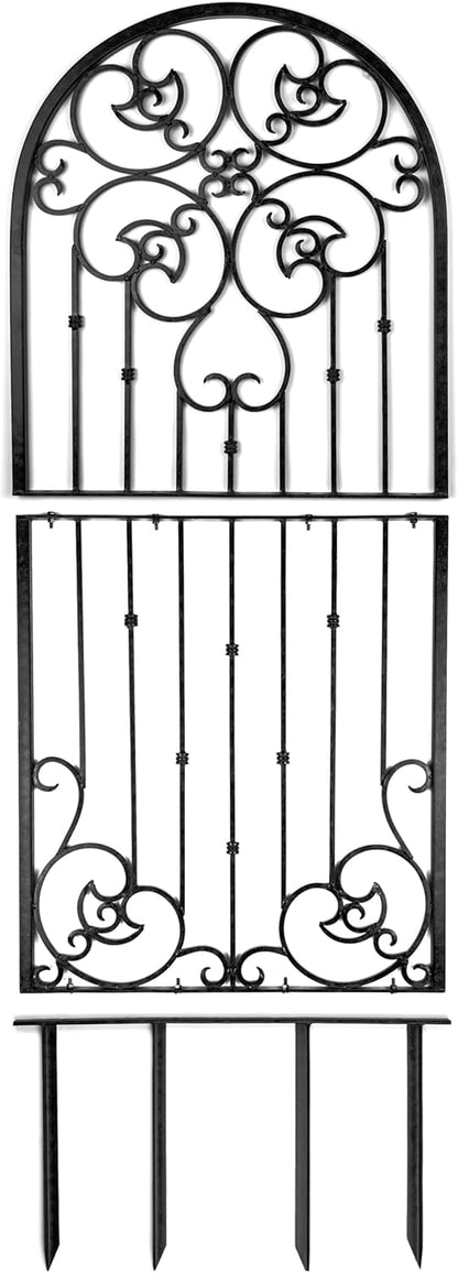 H Potter Large Garden Trellis Wrought Iron Heavy Scroll Metal Decoration Model GAR545 (Large Black)