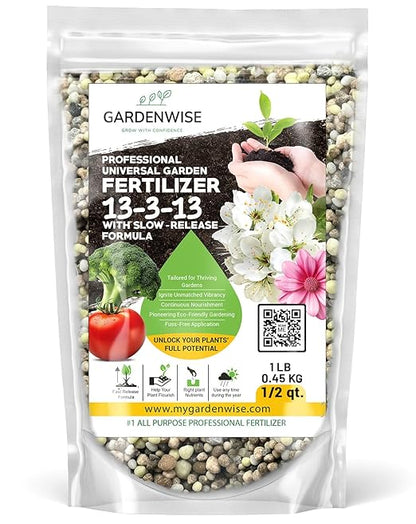 Professional Universal Garden Fertilizer 13-3-13 with Slow-Release Formula (0.5 Quart)