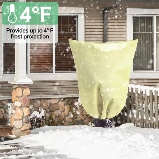 2 Pack Plant Covers for Winter Trees Covers Freeze Protection, 39.3" x 39.3" Frost Covers for Outdoor Plants with Drawstring, Shrub Covers for Winter, Rose Bush Covers for Winter