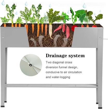 Metal Raised Garden Bed,Raised Planter Box with Legs,Herbs and Vegetables Planter Suitable for Outdoor Patio Deck and Porch (Gray)