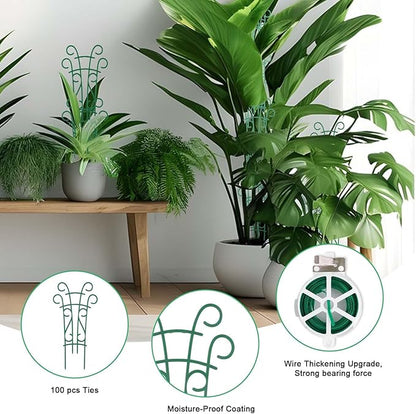 Plant Trellis for Potted Plants 12 Pack Stackable Indoor Outdoor Climbing Houseplant Support with Garden Wire for Pothos Hoya Ivy Flower