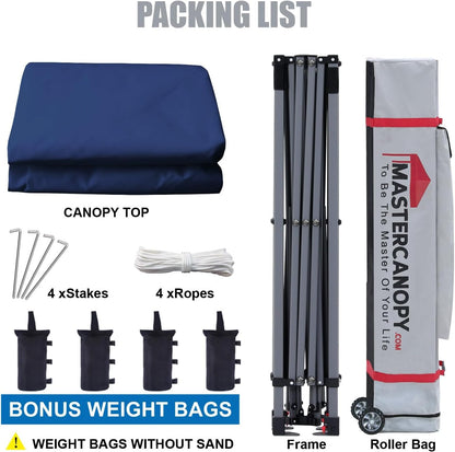 MASTERCANOPY Heavy Duty Pop-up Canopy Tent with Sidewalls (10x10,Navy Blue)