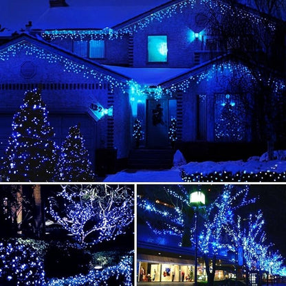 Fairy Lights Outdoor String Lights 33ft 100 LED with Memory Modes Controller, Extendable Christmas Lights Decorations for Wedding, Ramadan, Christmas, Valentine, Party, Patio, Indoor Outdoor (Blue)