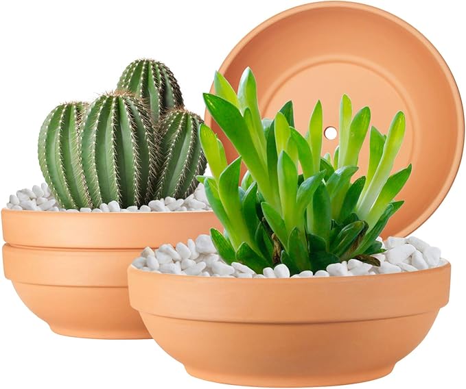 Clay Pots for Plants with Drainage Hole, 4 Pack Large Terra Cotta Plant Pot, 7.67 Inch Terracotta Pot Ceramic Pottery Planter Cactus Flower Pots