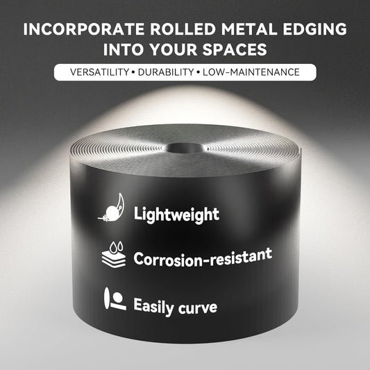 Worth Galvanized Steel Landscape Edging 4.5" x100' Metal Garden Edging Roll Flexible Bender Border with 31Pcs Stakes for Lawn, Flower Bed Edges, Black